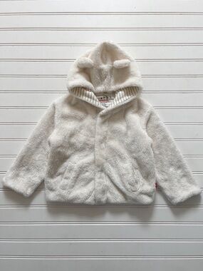 MAGNETIC ME VGUC Ivory Tedy Bear Ear Hooded Magnetic Closure Fuzzy Jacket